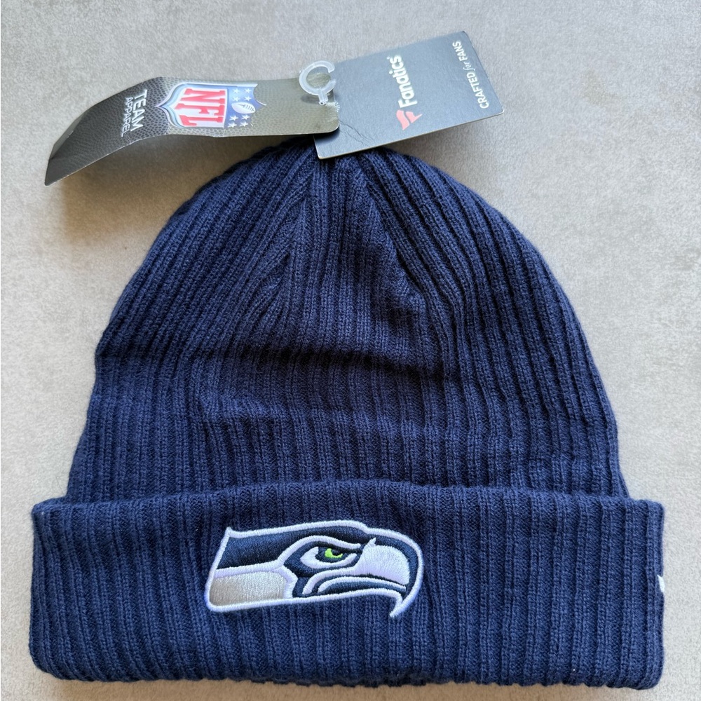 Fanatics Navy Seattle Seahawks Ribbed Cuffed Beanie blue ribbed Knit NWT
